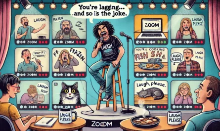 Comedy Writer - A Zoom stand-up comedy show gone hilariously wrong. A comic performs energetically from their room, but the Zoom audience tiles are a disaster one sq... - Alan Nafzger 1