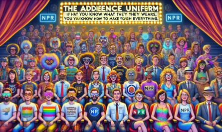 SPINTAXI MAGAZINE - A vibrant, exaggerated cartoon-style theater or comedy club filled with a diverse audience. Each section of the audience wears distinct, uniform cloth... - Alan Nafzger 1