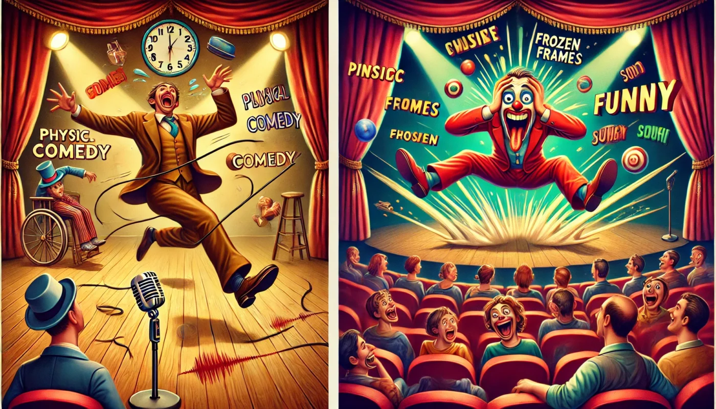 SpinTaxi Magazine - A pair of vibrant and exaggerated digital illustrations exploring the theme 'Physical Comedy and Embodied Humor'. First image a slapstick-style comed... - Alan Nafzger 4