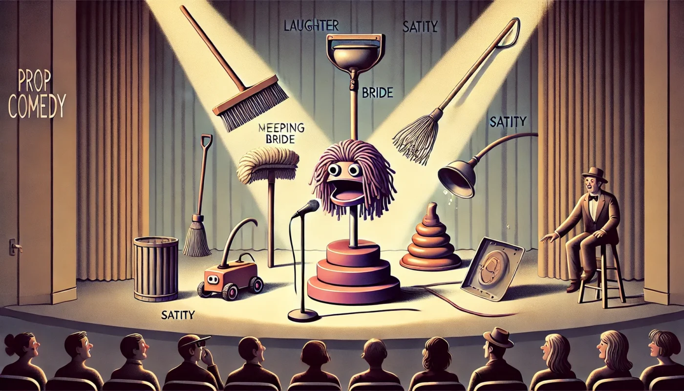 SpinTaxi Magazine - A second set of surreal and comedic digital illustrations for the theme 'The Strange Power of Prop Comedy'. Third image a prop comic onstage transfor... - Alan Nafzger 1