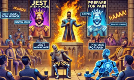 SpinTaxi Magazine - Two more digital illustrations of Roast Comedy. Third image a medieval-style roast where the comedian is a jester with a flaming mic, delivering brut... - Alan Nafzger 2